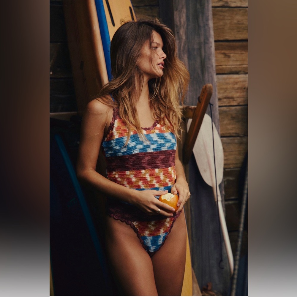NWT Free People Now Cool The Crochet One-piece Swimsuit
